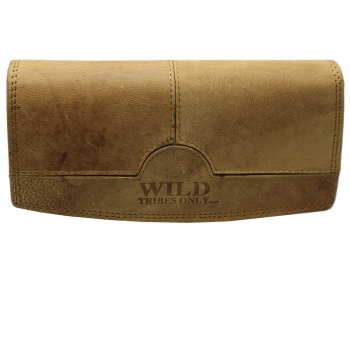 flevado Wasserbüffel Damen Geldbörse Brieftasche RFID Schutz Doppelnaht Beige